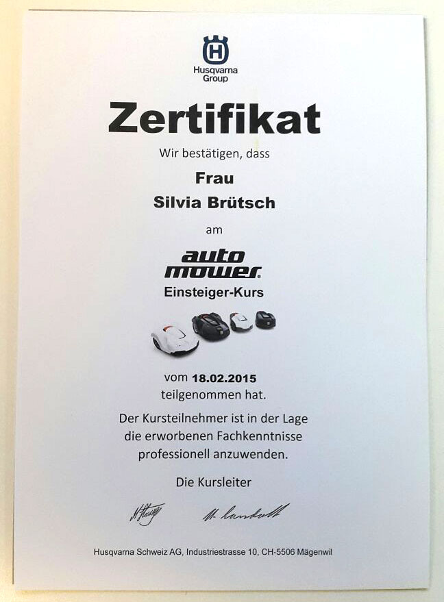 automower zertifikat